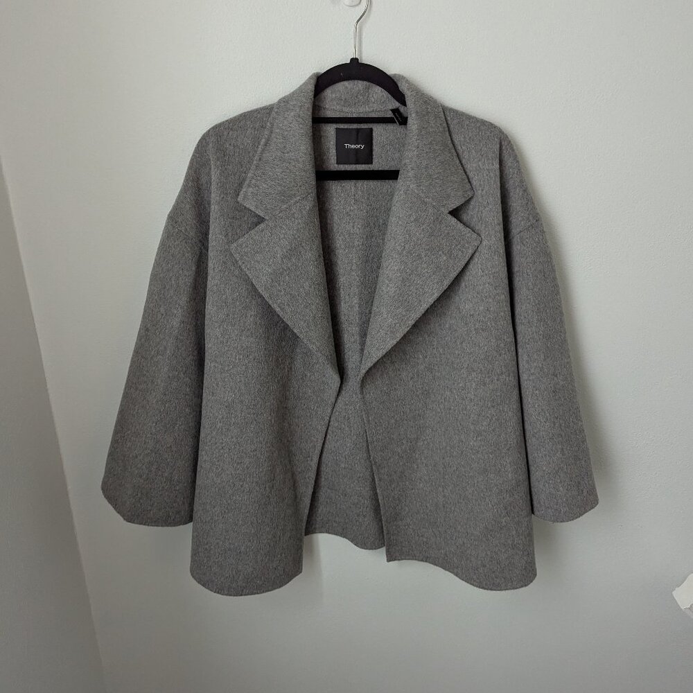 Theory Gray Wool/Cashmere Open Jacket, Large